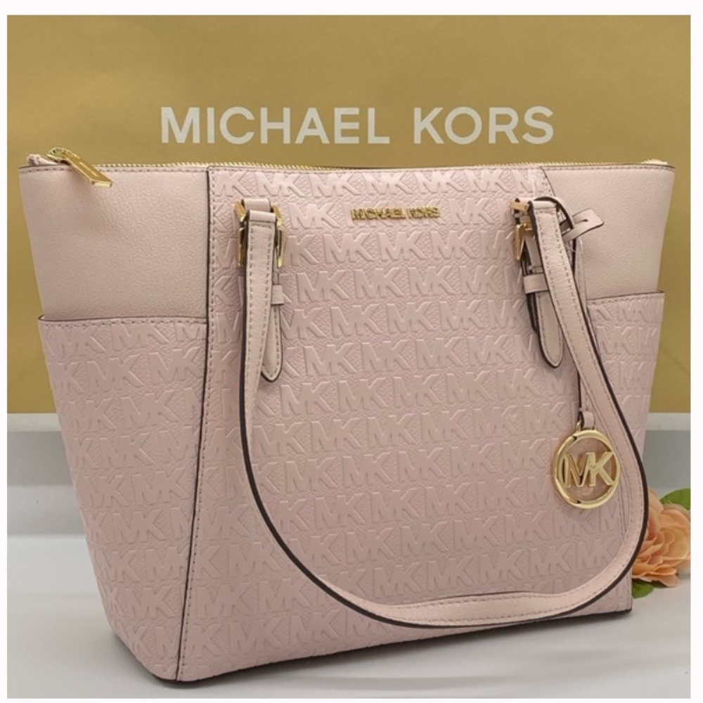 MICHAEL KORS CHARLOTTE LARGE TZ TOTE POWDER BLUSH